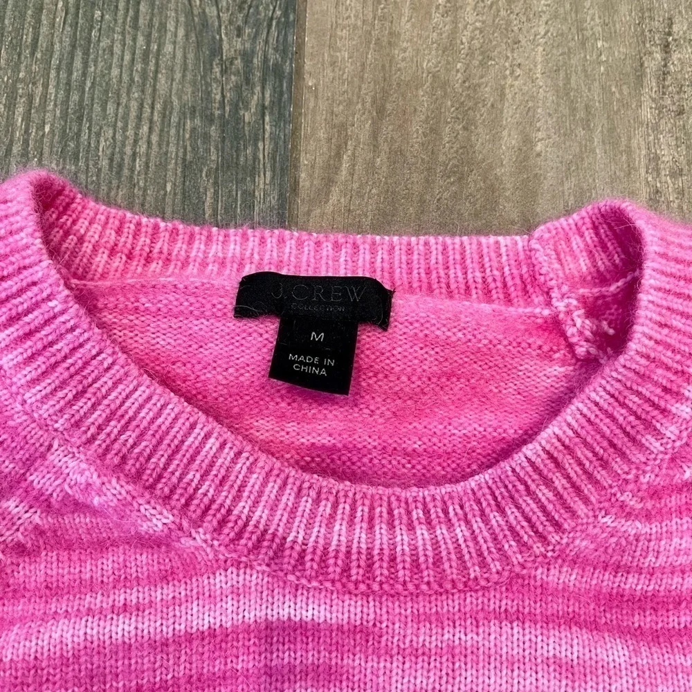 J. Crew Collection Pink Marled Alpaca Knit Tie Sleeve Sweater Sz M